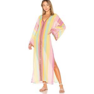 Majorelle Getaway Caftan Mini Sherbert Mirrored Trim Resort Whimsical Cover Up S
